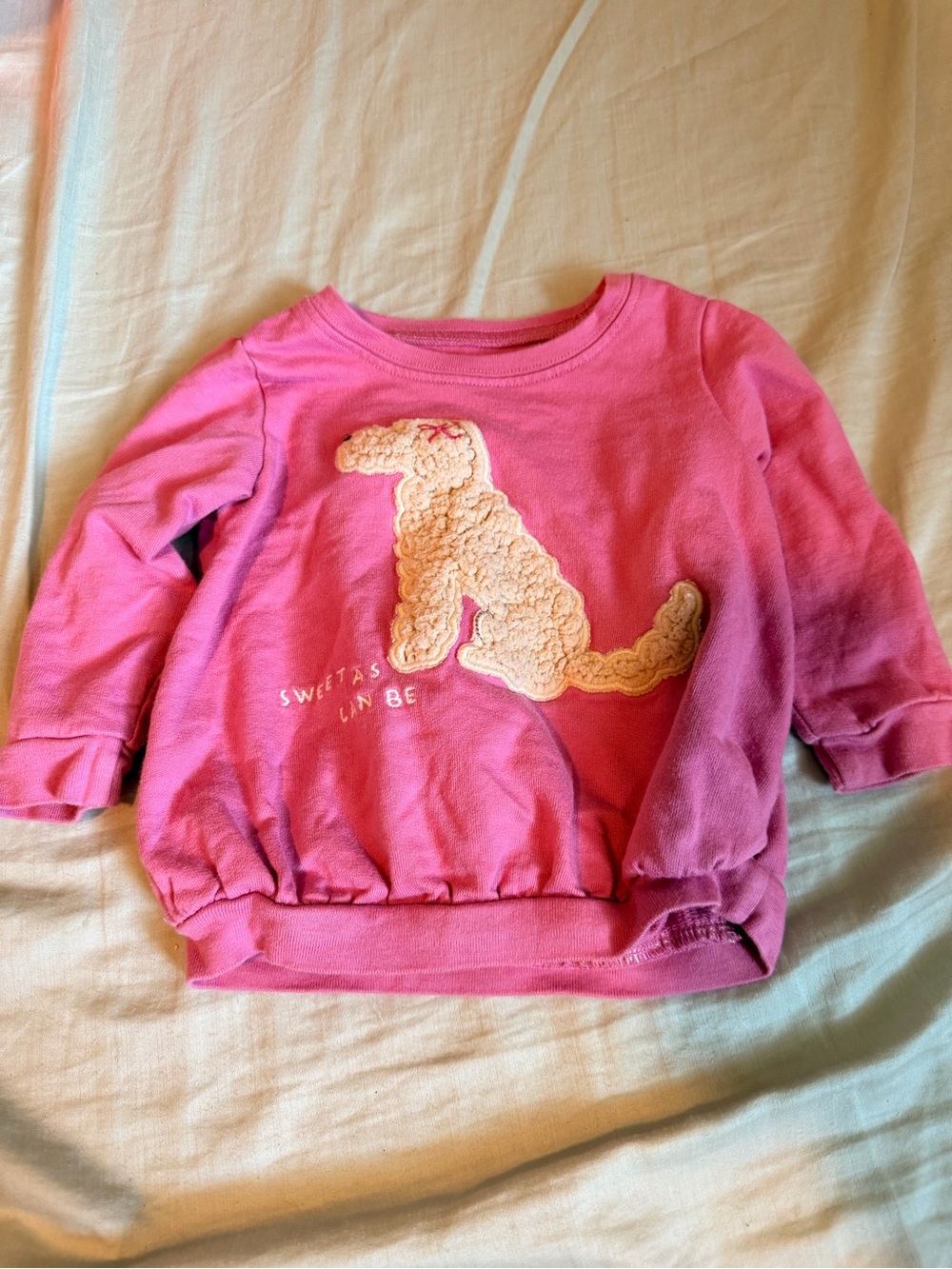 Carters pink long sleeve baby girl sweatshirt textured dog crew neck pullover